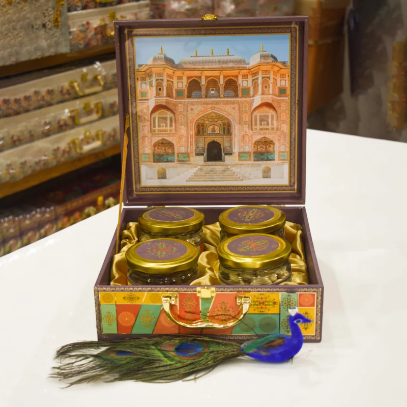 Royal Heritage Dry Fruit & Chocolate Gift Hamper Box | Premium 4 Jar Luxury Gifting