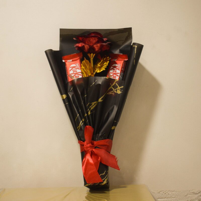 Mini KitKat Chocolate Bouquet with Decorative Rose