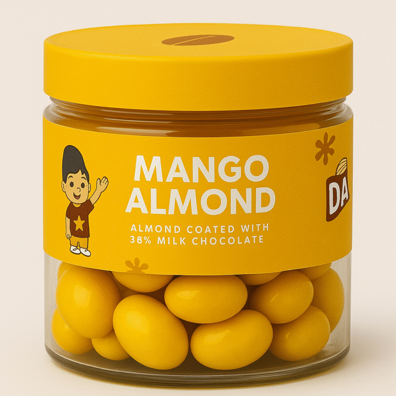 Mango Almond Treat – Almonds Coated with 36% Milk Chocolate & Mango Flavor